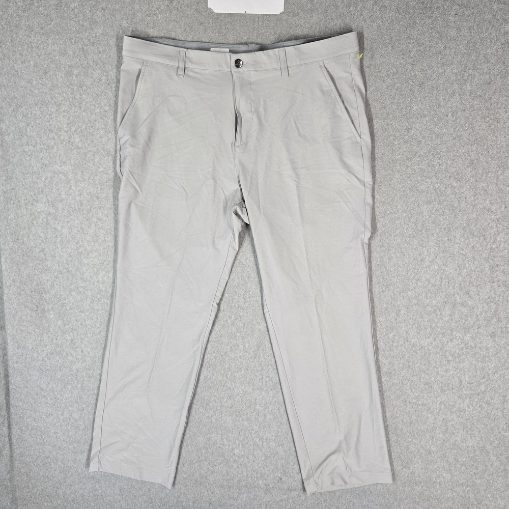 Adidas Men Pants 36X30 Light Gray Chino Golf Nylon Straight Pockets 27" Inseam